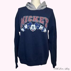 Mickey Mouse Navy Hoodie with Gray Hood